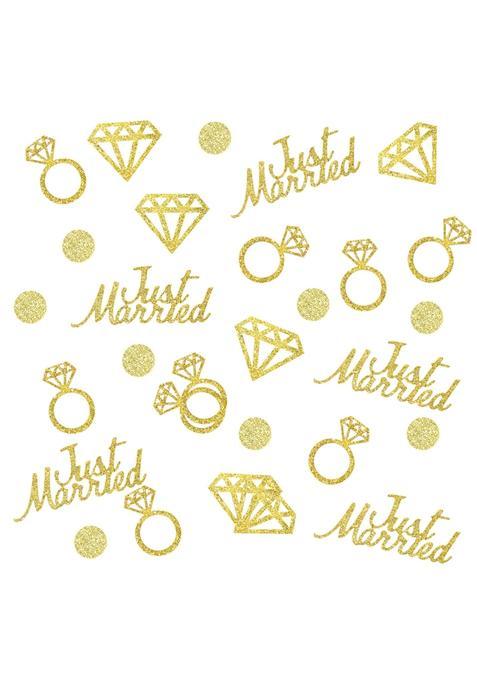 AIEX 300Pcs Gold Wedding Table Confetti Glitter Paper Confetti Just Married Diamond Ring Dots Confetti Table