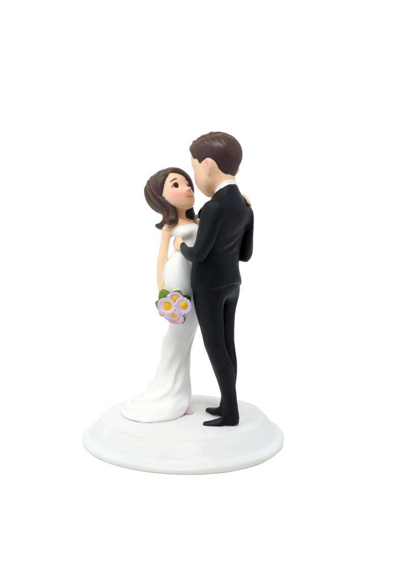 Dihtan Wedding Cake Toppers Bride and Groom 6 and Half X 4 Inch Hand Painted Cake Decorations Mr and Mrs - Indya