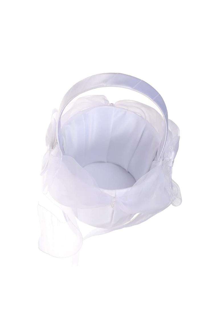 Toyandona Wedding Flower Girl Basket Lace Basket with Handle Wedding Ceremony Decoration Photo Props White - Indya