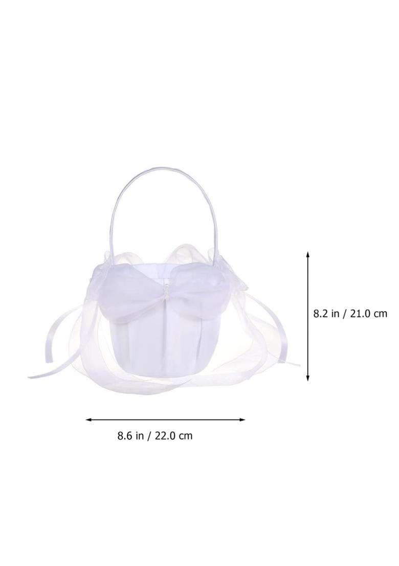 Toyandona Wedding Flower Girl Basket Lace Basket with Handle Wedding Ceremony Decoration Photo Props White - Indya