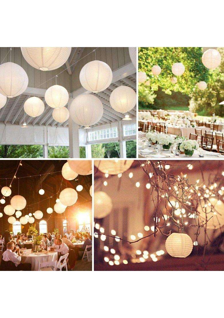 Lamps of India White 16 Inch Made of Waterproof Lantern Wedding Birthday Home Garden Bedroom Pack of 10 - Indya
