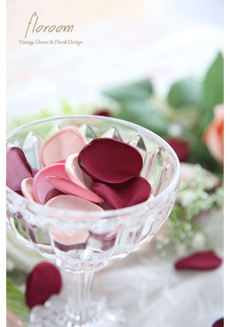 Floroom 300Pcs Silk Rose Petals Burgundy Maroon Flower Petals for Wedding Flower Girl Basket Aisle Scatter - Indya