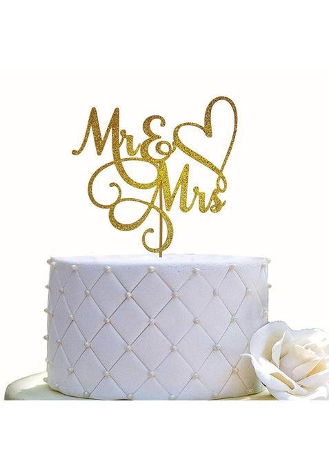 Jieein Mr and Mrs Cake Topper Bride and Groom Sign Wedding Engagement Cake Toppers Decorations