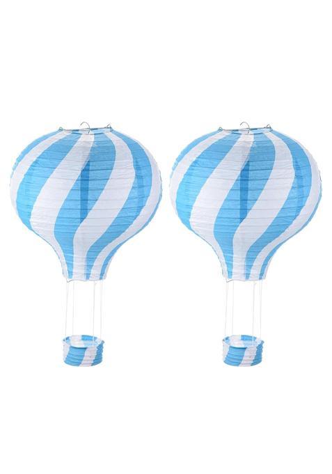 Patikil 14x12inch Paper Lanterns 2Pcs Hot Air Balloon Hanging Decorative Lantern Wavy Stripes Design for Party