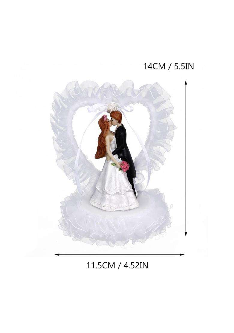 Galpada Black Wedding Cake Toppers Bride and Groom Party Figurines Mr Mrs Heart Figure Marriage Bridal Shower - Indya