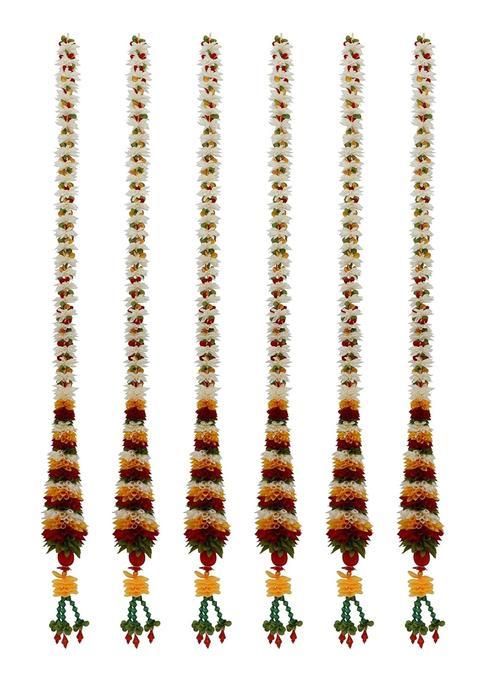 Daedal Crafters Maroon and Golden Yellow Chintamani Backdrop Set Pieces Decorative Backdrop Cloth Pack of 6