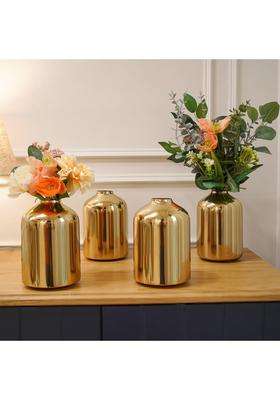 Behoma Metal Flower Vase Gold Set of 4