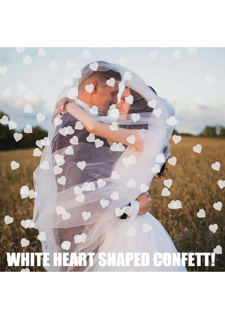 VPB 9000 Pieces of Biodegradable White Heart Shaped Confetti 75G Wedding Confetti 2 Point 5CM - Indya