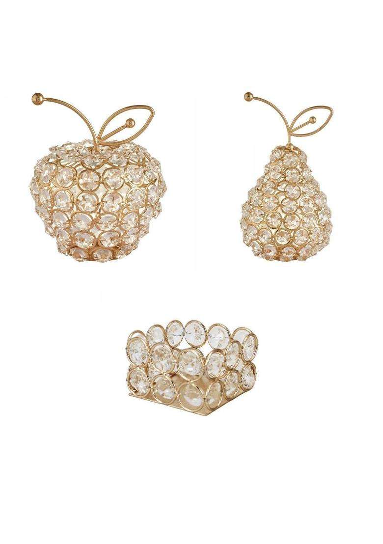 Heavenglow Multicolour 3 Pieces Home Decoration Studded Crystal Party Wedding Favour Gift Christmas - Indya