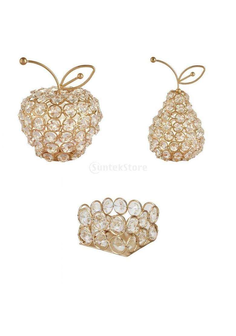Heavenglow Multicolour 3 Pieces Home Decoration Studded Crystal Party Wedding Favour Gift Christmas - Indya