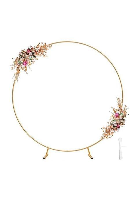 Metal Round Balloon Arch Kit Decorations 7 Point 2Ft Golden Circle Balloon Arch Backdrop Garland Vines Arch