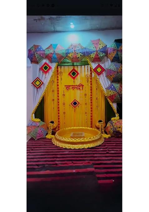 Sellplus Paper Backdrop Setup for Mehndi Haldi Marrige Pooja Ganpati