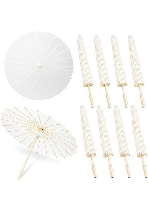 The Decor Affair 10 Piece 32 Point 2 Inch White Paper Umbrellas Chinese Japanese Oiled Paper Parasols
