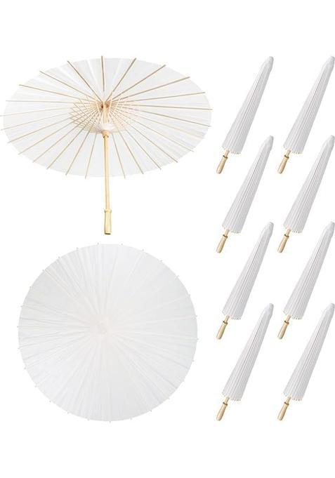 The Decor Affair White Paper Parasol Umbrella Chinese Japanese Style Decorative Umbrella for Crafts