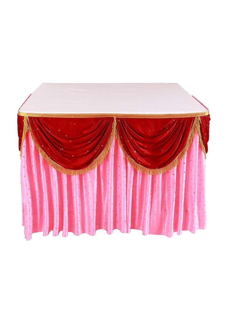 Priyakant Safawala Ganpati Decoration Table Frill Ideas at Home Festival Diwali Ganesh Chaturthi Decoration - Indya