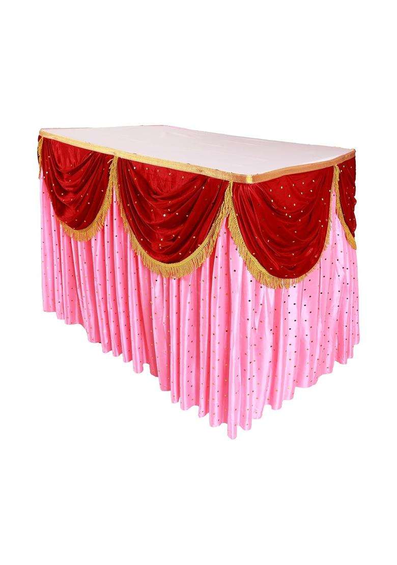 Priyakant Safawala Ganpati Decoration Table Frill Ideas at Home Festival Diwali Ganesh Chaturthi Decoration - Indya