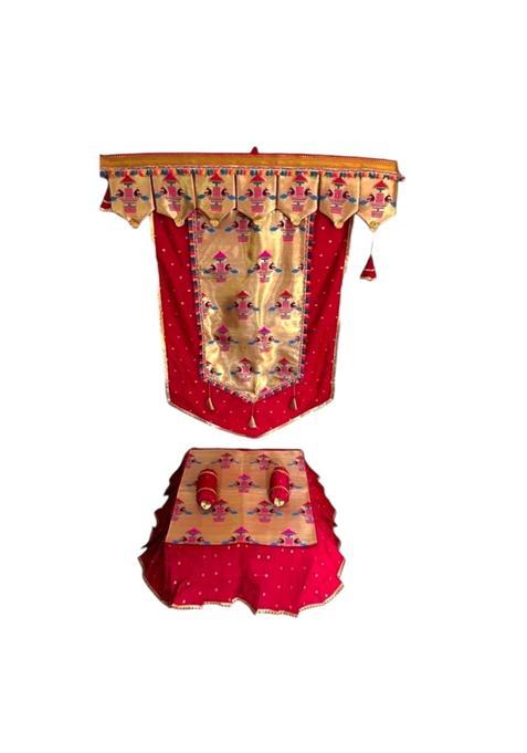 Paithani Decoration Chaurang Asan 18 Backdrop 26 31 2 Cusion Free Red