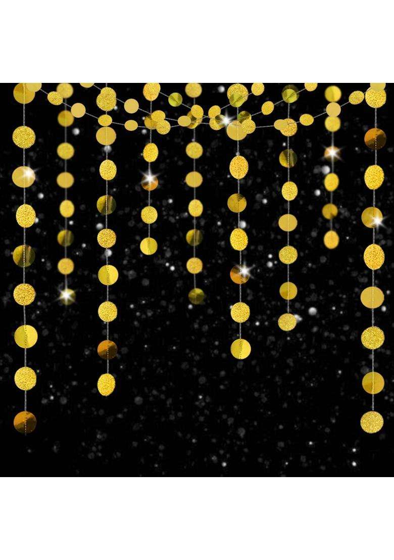 Ttsam 6 Pcs Glitter Gold Paper Circle Dots Garland 52 Feet - Indya