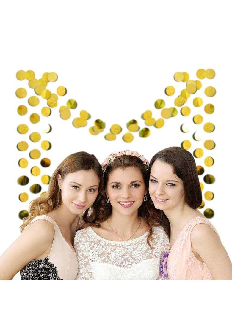 Ttsam 6 Pcs Glitter Gold Paper Circle Dots Garland 52 Feet - Indya