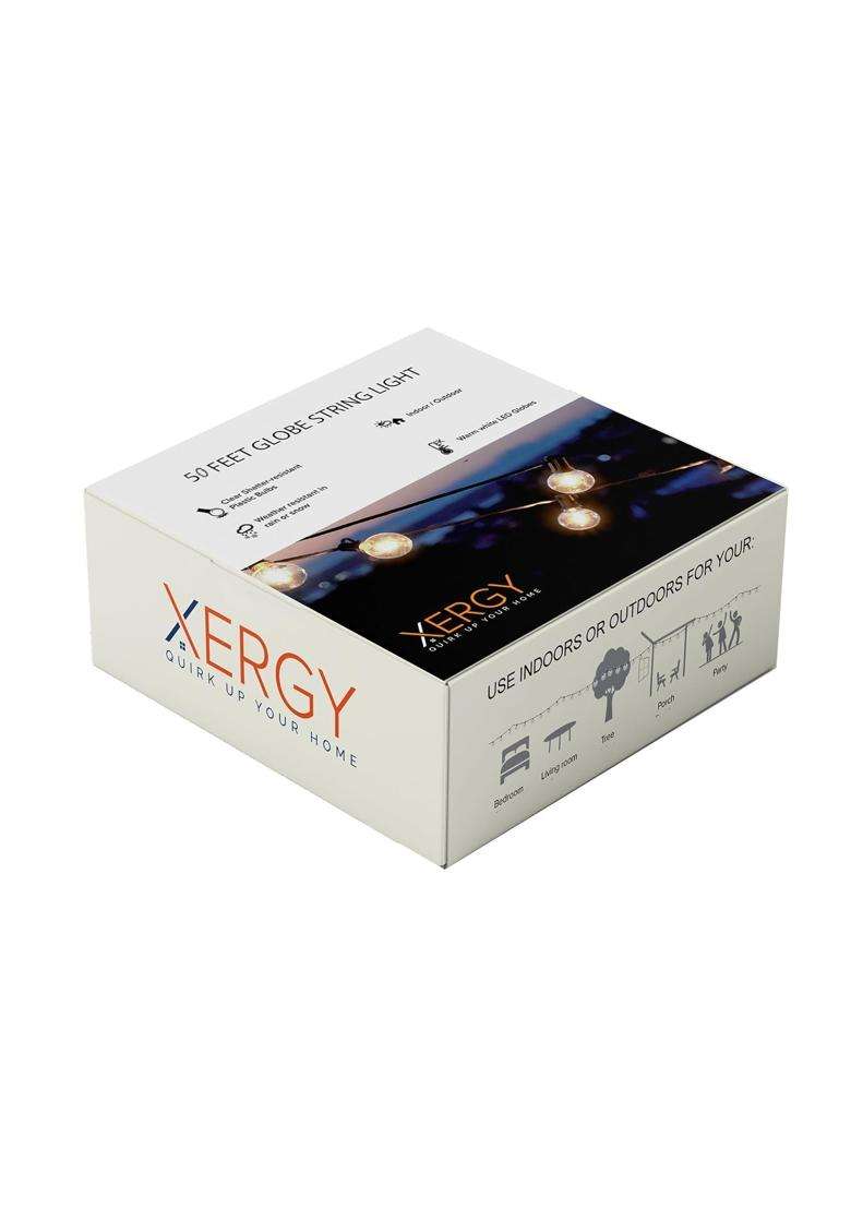 Xergy Outdoor String Lights 50 Feet G40 Globe LED Lights with 52 Edison LED Break Proof Bulbs Plus 2 Extra - Indya