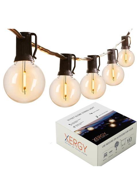 Xergy Outdoor String Lights 50 Feet G40 Globe LED Lights with 52 Edison LED Break Proof Bulbs Plus 2 Extra