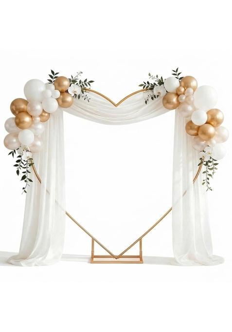 Ortiza Heart Shaped Balloon Arch Backdrop Stand Metal 6 Point 6x6 Point 6Ft