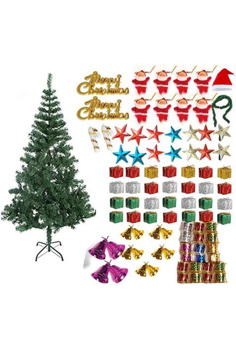 Craftvatika Green Christmas Decor 6 Feet Christmas Tree with 88 Christmas Hanging Ornaments Decorations