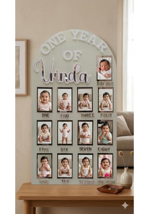 Ivory My First Year Milestone Photo Board 12 Monthly Picture Frame
