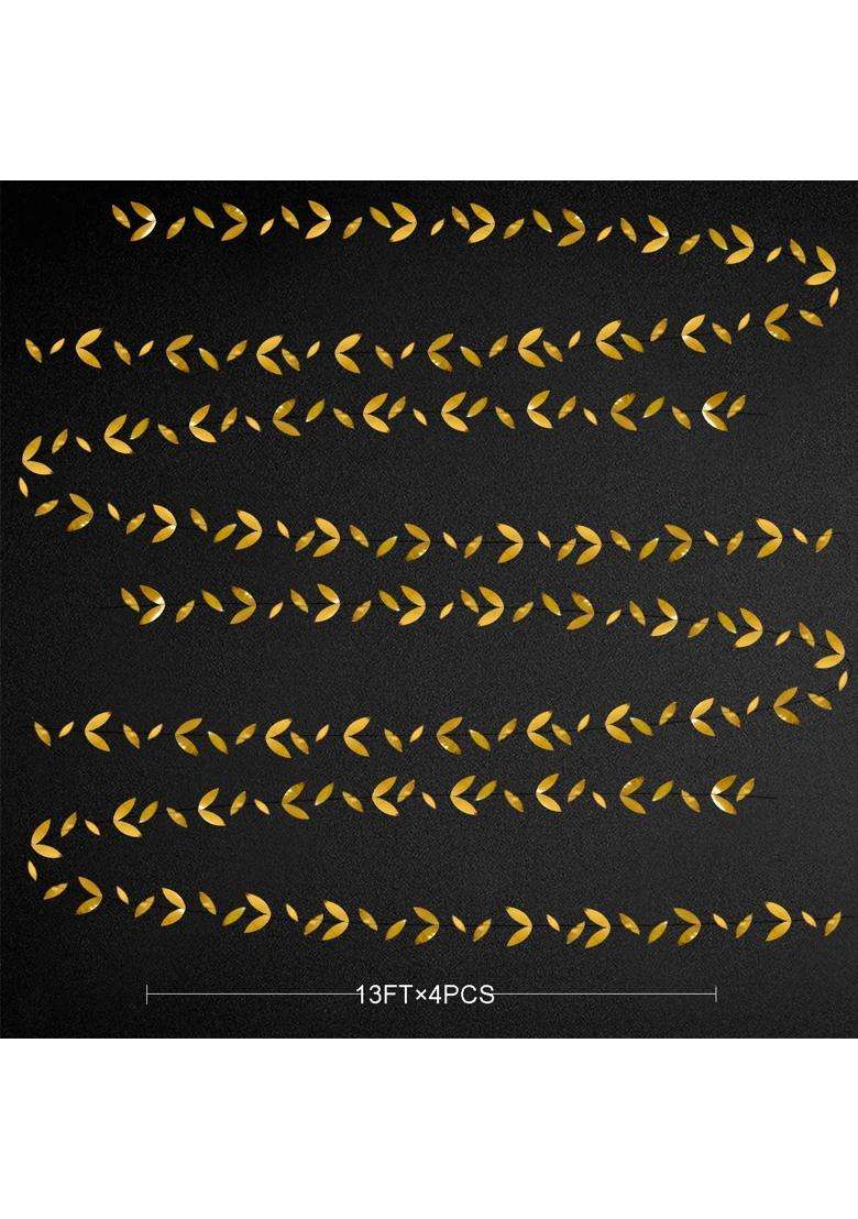 Pink Blume 52 Ft Gold Spring Party Decorations Leaves Garland Kit Paper Hanging Gold Leaves Streamer Banner - Indya