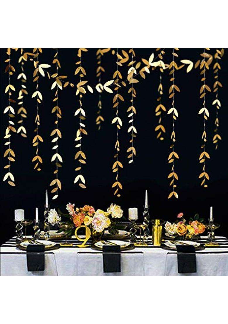 Pink Blume 52 Ft Gold Spring Party Decorations Leaves Garland Kit Paper Hanging Gold Leaves Streamer Banner - Indya