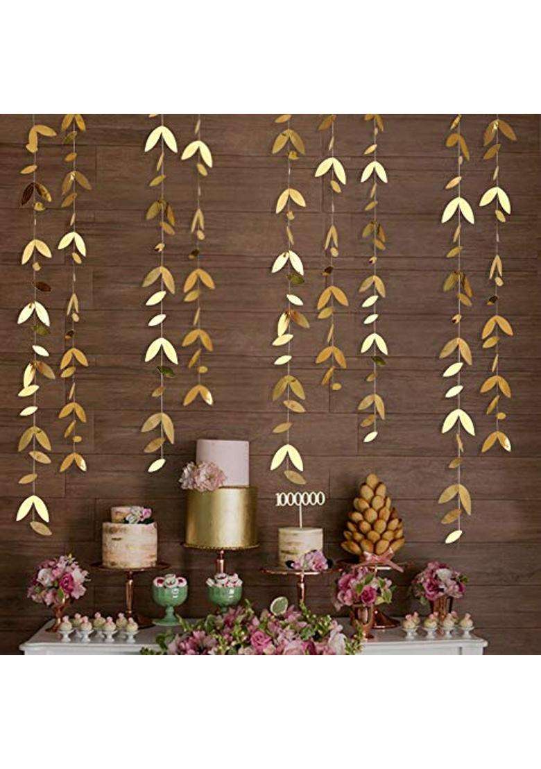 Pink Blume 52 Ft Gold Spring Party Decorations Leaves Garland Kit Paper Hanging Gold Leaves Streamer Banner - Indya