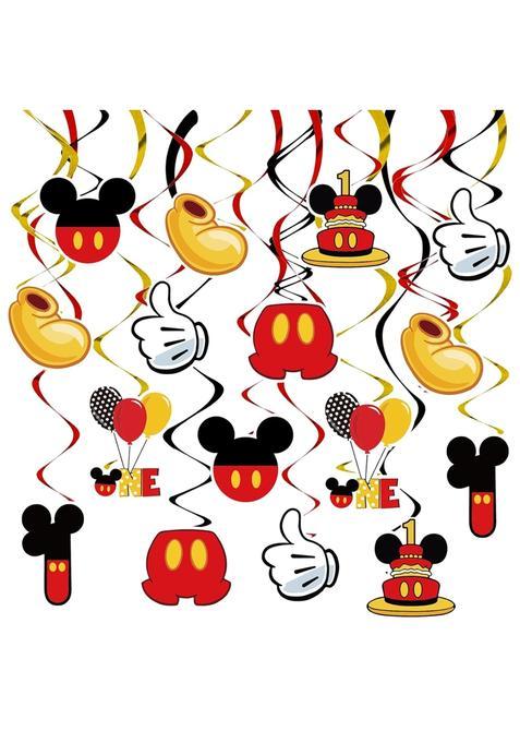 Baoooful Red Yellow Mouse Theme 1ST Birthday Hanging Swirl Decorations
