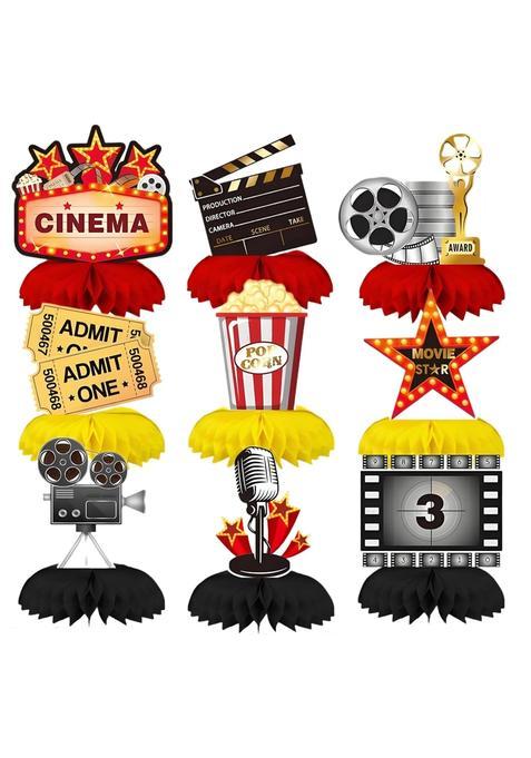 Oiuyamn 9Pcs Movie Night Party Honeycomb Centerpieces Decorations