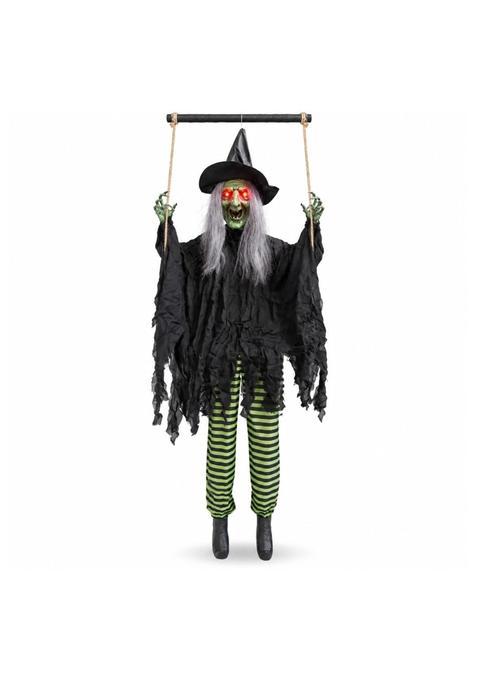 Wanna Party Large Full Size Green Haired Witch on Swing with Light and Sound