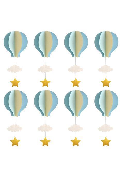 Reolan Hot Air Balloon Garland Decorations 8 Pack Large Size Pastel Cloud Hot Air Balloon 3D Paper Garland
