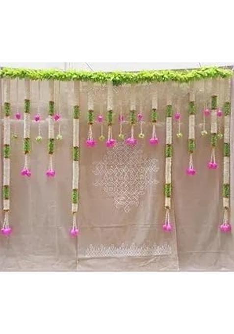 White Artificial Flower Garland Wall Door Hanging Party Decoration Pooja and Party Decorations Full Back