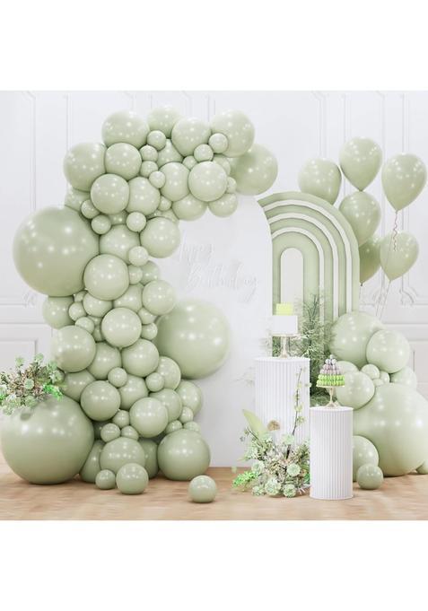 Partywoo Sage Green Balloons 152Pcs Dusty Boho Green Color Different Sizes