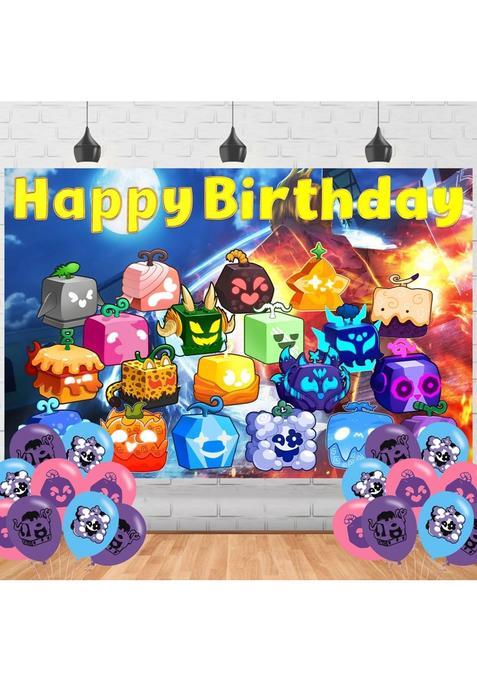 Ezcpigei Purple Blox Fruits Birthday Decorations Blox Fruits Game Backdrops for Game Party Decorations