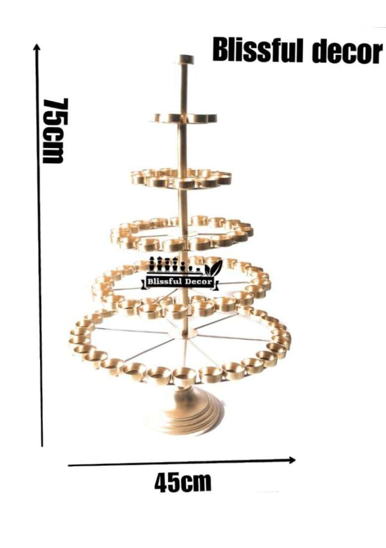 Blissful Decor Gold Presents Multiple Layer Diya Tea Light Candle Holder Handmade Antique Metal Utsav 88 Batti - Indya