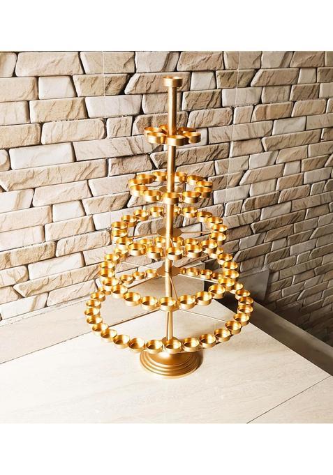 Blissful Decor Gold Presents Multiple Layer Diya Tea Light Candle Holder Handmade Antique Metal Utsav 88 Batti