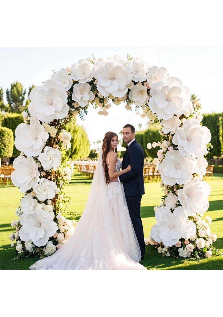 Humyoun 6 Pcs Giant Paper Flowers Artificial Large White - Indya