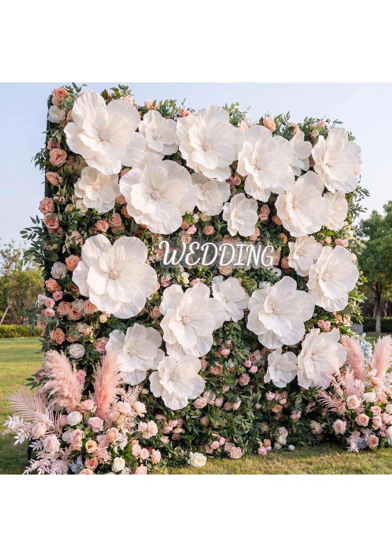 Humyoun 6 Pcs Giant Paper Flowers Artificial Large White - Indya