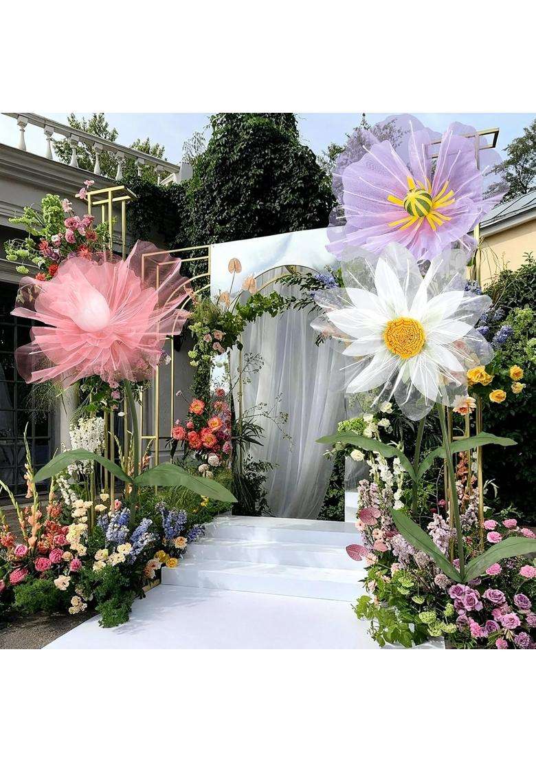 Leinuosen 3 Pcs Multicolor Giant Flowers for Decoration with Standing - Indya