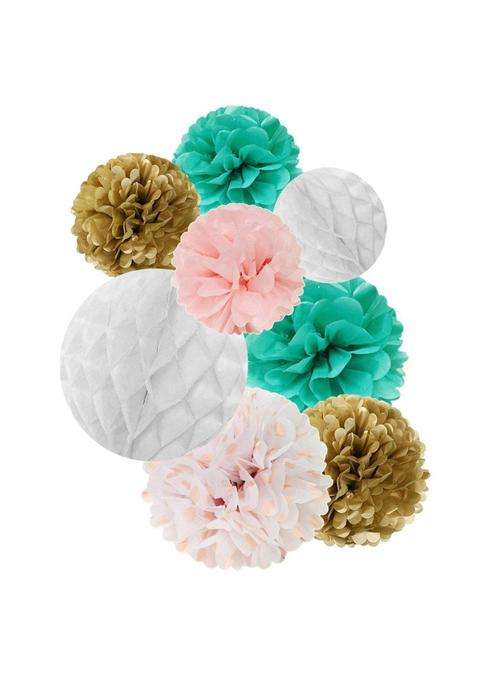 Wrapables Tissue Honeycomb Ball and Pom Party Decorations Set of 32