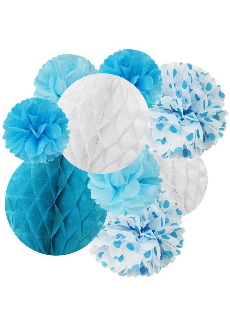 Wrapables Tissue Honeycomb Ball and Pom Party Decorations for Weddings Set of 21 - Indya