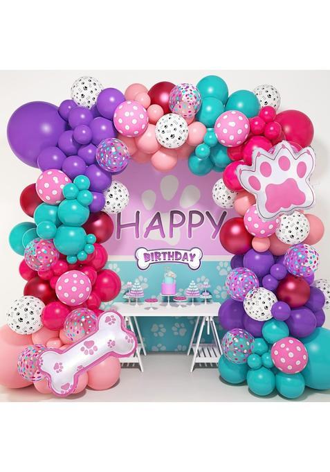 Ouddy Party Paw Balloons Garland Arch Kit with Bone Paw Print Balloons