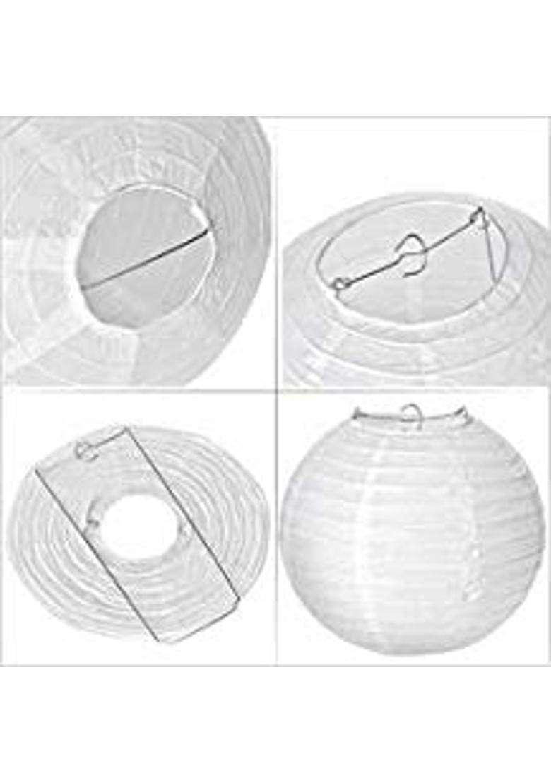 Lamps of India 12 Inch 30 CM Chinese Round Waterproof Silk Cloth Lantern for Wedding Party Household Pack of 6 - Indya