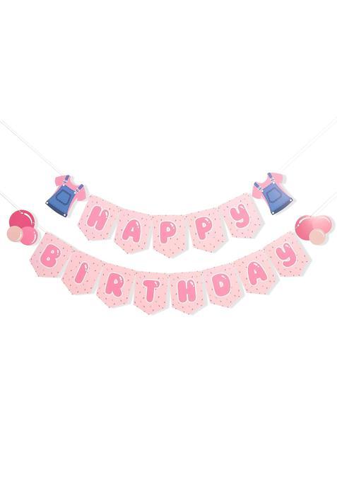 Patrdio Happy Pink Birthday Banner Bubble Gum Party Decorations Enlightened Teacher Banner Songs for Littles
