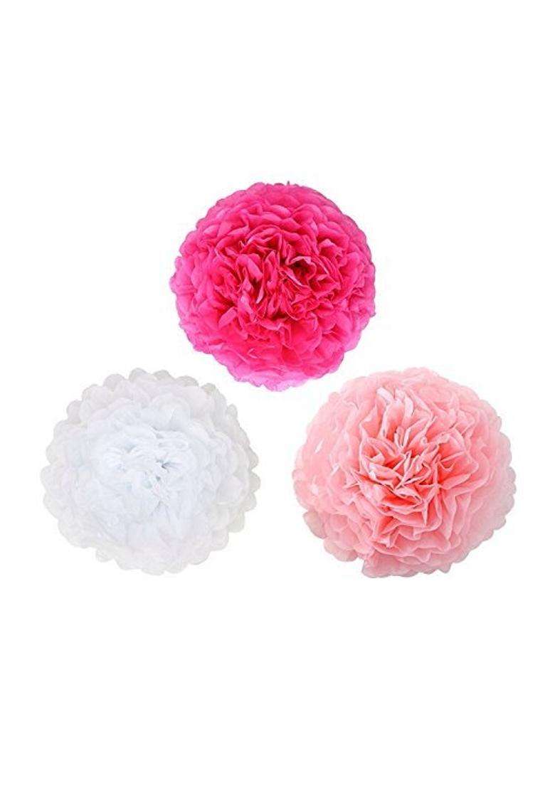 Sogorge 20 Pcs Rose Peach Pink Paper Lantern Honeycomb Ball Pom for Baby Shower Birthday Decoration - Indya