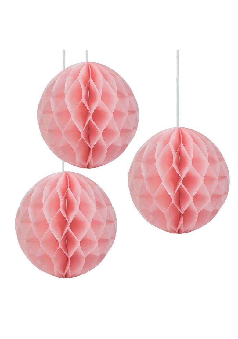 Sogorge 20 Pcs Rose Peach Pink Paper Lantern Honeycomb Ball Pom for Baby Shower Birthday Decoration - Indya